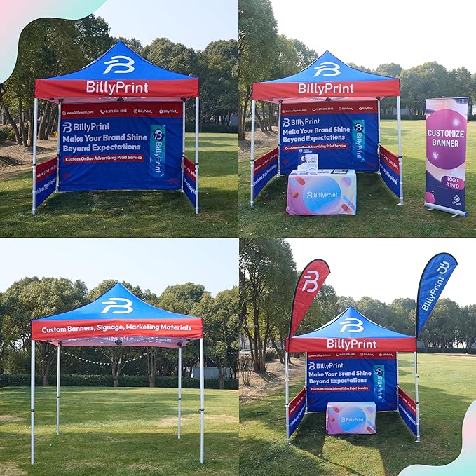 Custom Full Wall for 10' x 10' Canopy Pop-Up Tent for Tradeshows, Featuring Your Logo (Only 1 Full Wall, Excluding Canopy Tent on Front Picture)