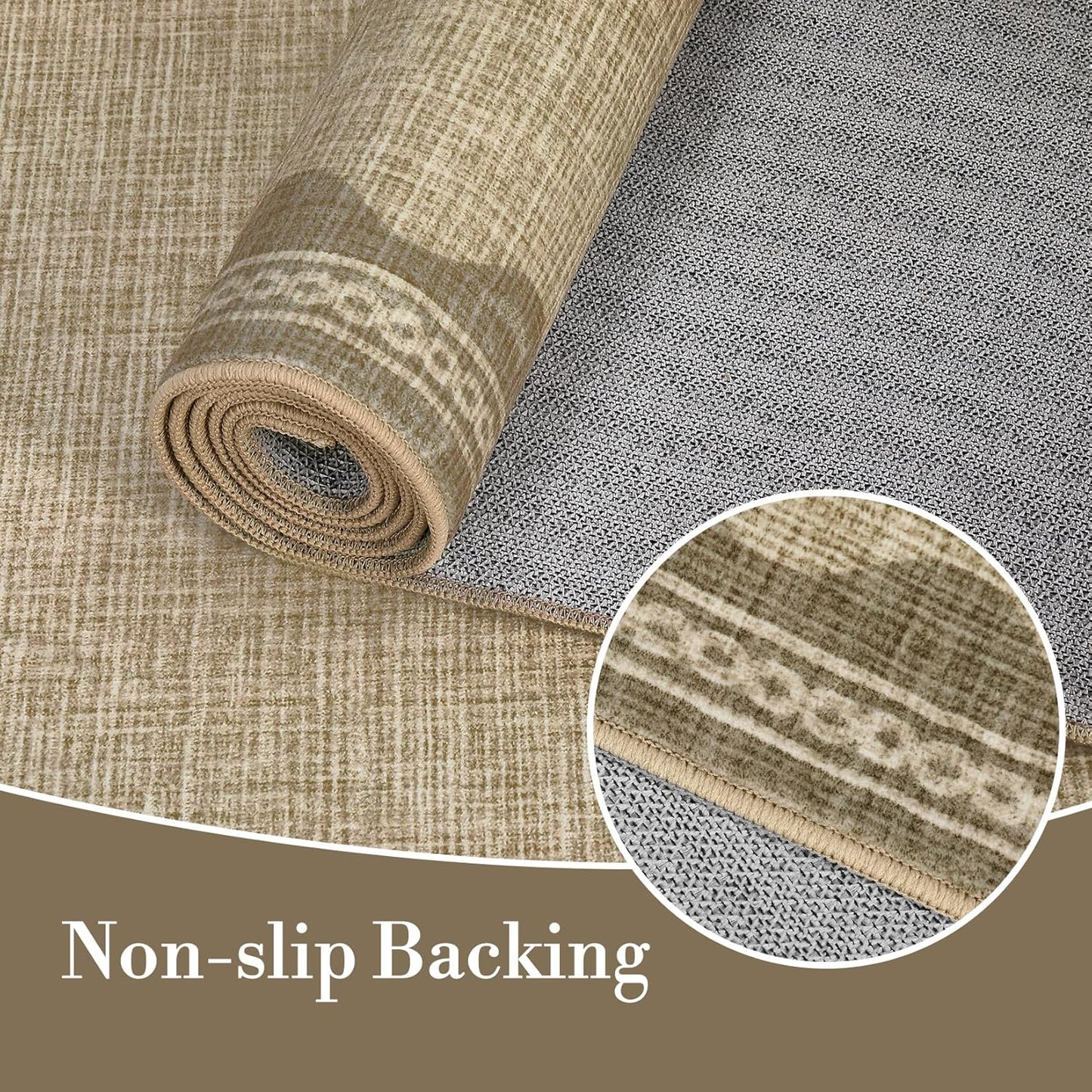 Scalloped Rug 2.5x8 Runners for Hallways, Solid Jute Runner Rug Non Slip Scalloped Bath Runner, Washable Rugs for Bedroom Girls, Rugs for Kitchen Floor Soft Dorm Nursery Carpet for Bedside