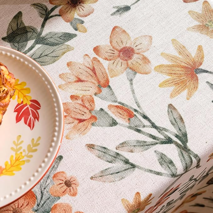 Designer Vintage Linen Long Rectangle Tablecloth,William Morris Block Print Soft and Durable Table Cloth,Decor Table Cover for Kitchen,Dining,Thanksgiving,Christmas,63"*102"-Athea