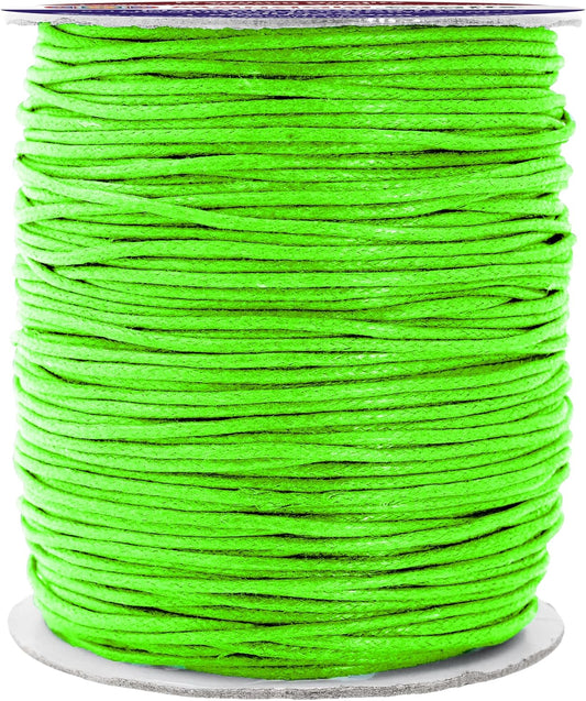 Mandala Crafts 1.5mm 109 Yards Lime Green Cotton Waxed Cord for Jewelry Making Bracelet Cord Waxed String - Beading String Thread Jewelry Cords for Necklaces String