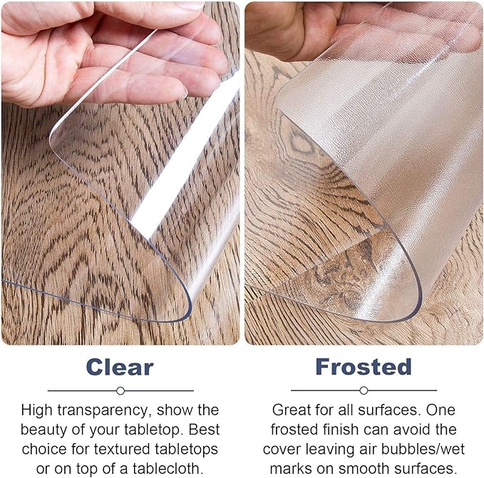 Clear Table Protector 29 x 59 Inch, 1.5mm Thick Plastic Table Cover, Waterproof PVC Clear Table Cover Protector, Desk Protector Mat, Writing Desk Pad for Desktop, Coffee & Dining Room Table