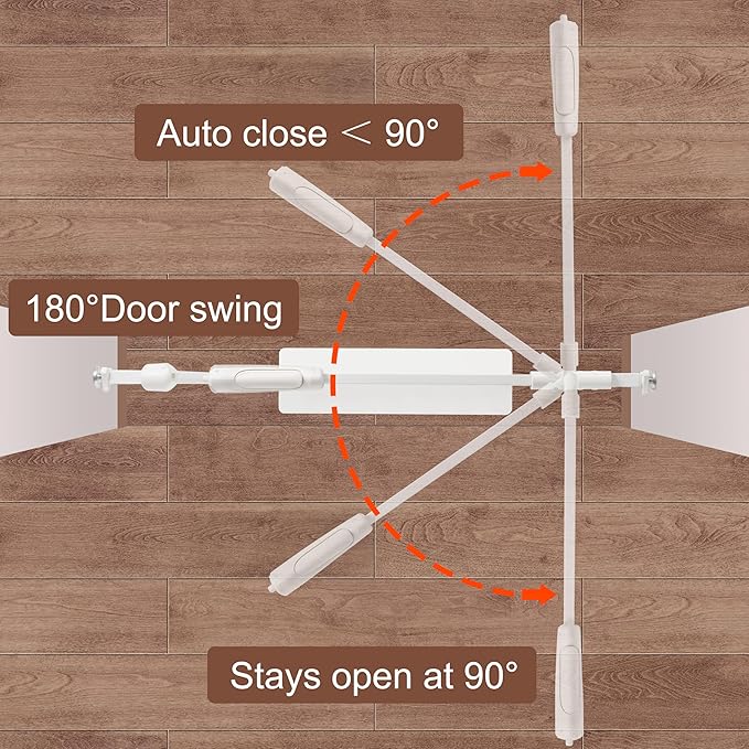 Baby Gate for Stairs No Drill 33.86-38.58 Inch,Pressure Mounted Metal Child Safety Dog Gates for Doorways,Walk Through Pet Gate Indoor Auto Close,White