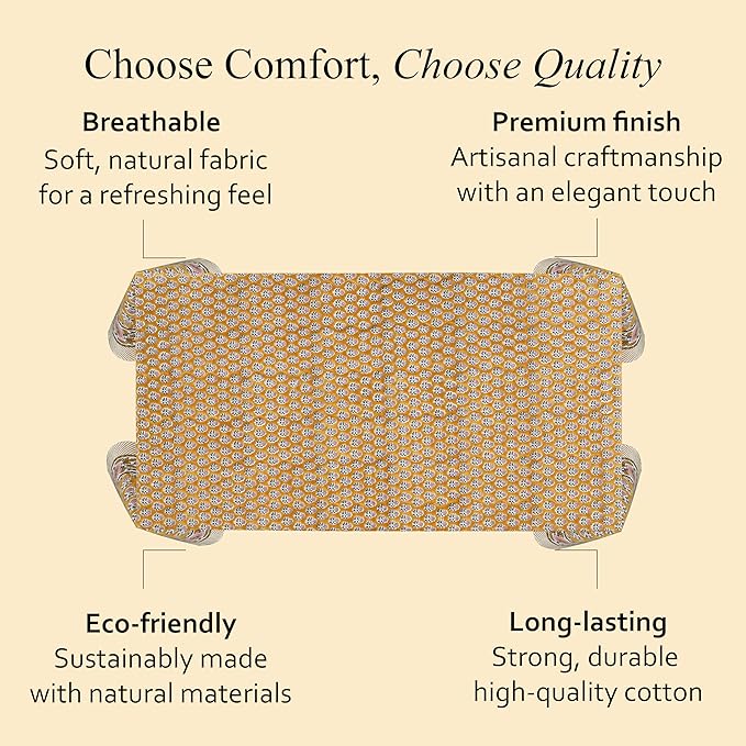 CPC Tablecloth 100% Cotton 72x190 Inch Indian Block Print Rectangle Table Cover, Yellow Table Cloth for Weddings, Spring/Summer, Barbeque - Yellow Citrine