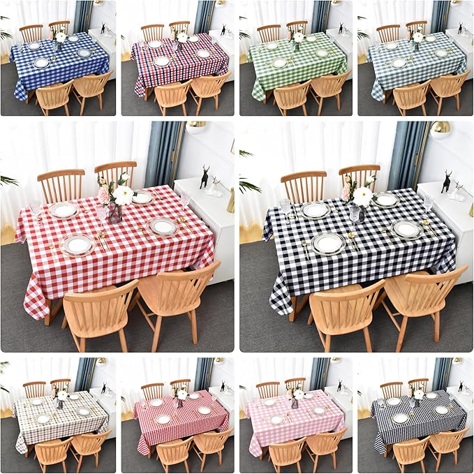 Classic Gingham Tablecloth Fabric - Oblong 58x120 Water Resistant Chequered Pattern Table Cloth for Indoor/Outdoor Use - Tabletop Cover for Birthday, Picnics, Gardens, and Parties