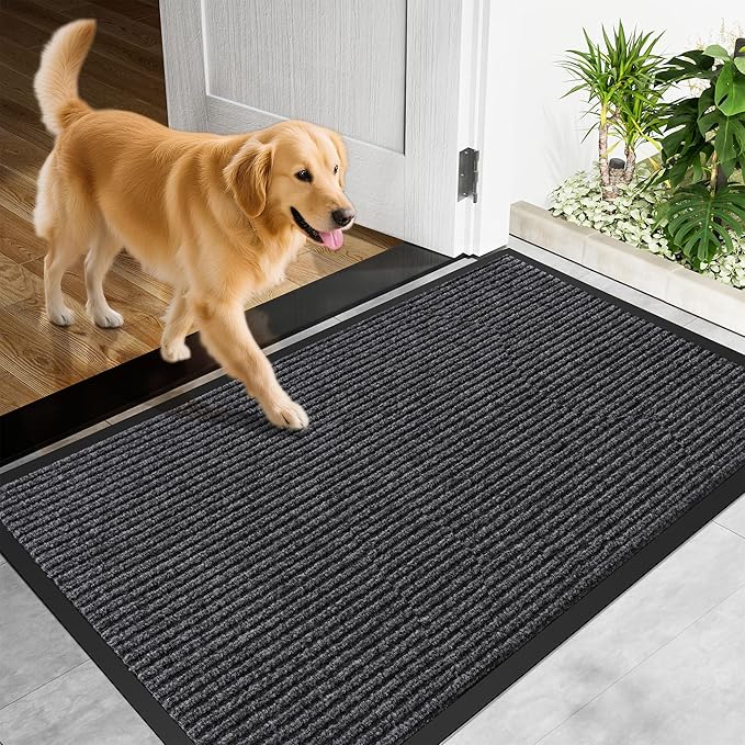 Front Door Mat, 48" x 24" Heavy Duty Indoor Outdoor Doormat, Non-Slip Welcome Mats for Entryway, Rubber Backing Low Profile Commercial Door Mats