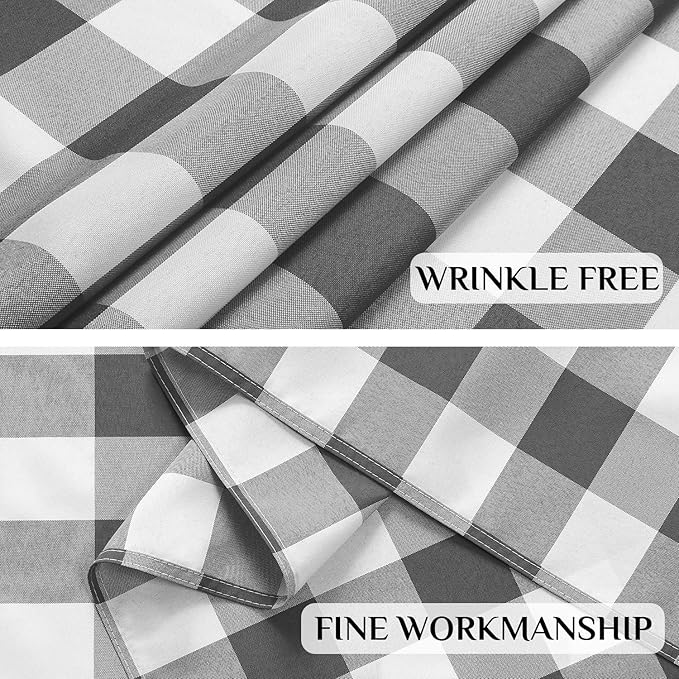 Softalker Gingham Checkered Tablecloth Square - Outdoor Waterproof Buffalo Plaid Table Cloth, Stain Resistant Washable Table Cover for Picnic, Camping, Dining - Grey and White, 54 x 54 Inch
