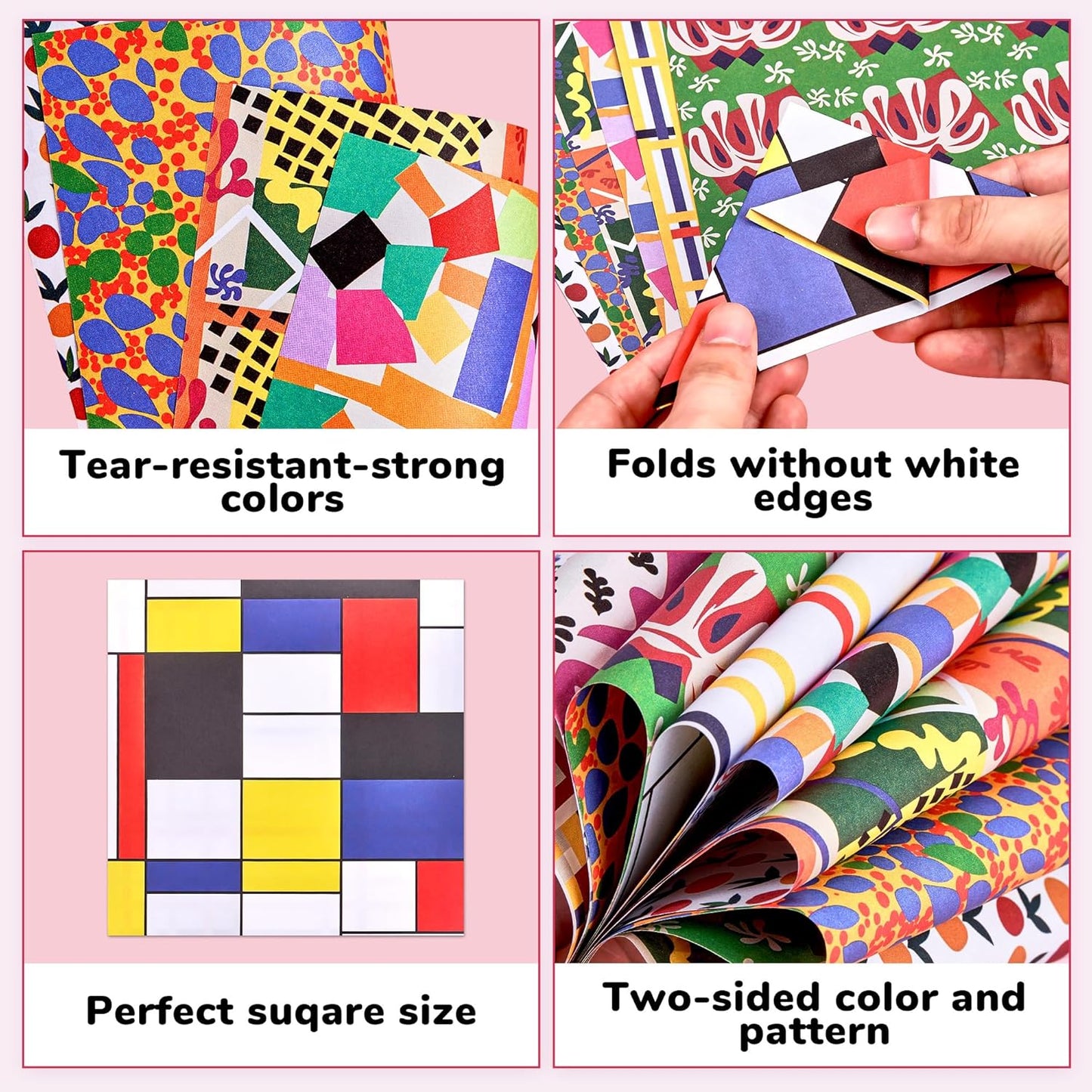 Origami Paper 6x6 Inches, 50 Sheets, Vintage Masterpiece & Impressionist Art, Mondrian Neo-Plasticism & Matisse - Fauvism,Double-Sided Folding Paper for Adult,Kids, Ideal for Scrapbooking, DIY Craft