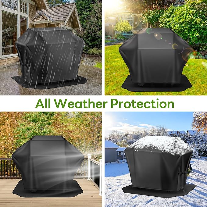 Grill Cover 60 Inch & Under Grill Mat,Waterproof Fade Resistant Anti-UV Barbecue Grill Cover & Weather Protection BBQ Cover for Griddle Outdoor,Compatible with Weber Nexgrill Charbroil Grill