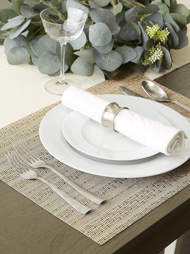 DII PVC Tabletop Collection Woven Indoor/Outdoor, Placemat Set, 13x17.25, Gold, 6 Piece