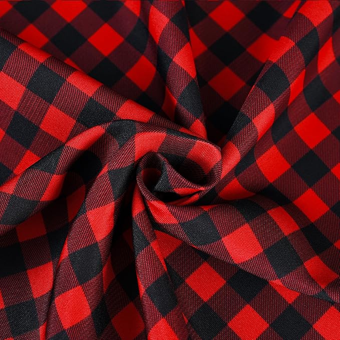 Gingham Xmas Tablecloth Fabric - Oblong 58x120 Water Resistant Christmas Plaid Table Cloth for Indoor/Outdoor Use - Red Tabletop Cover Perfect for Birthday, Picnics, Gardens