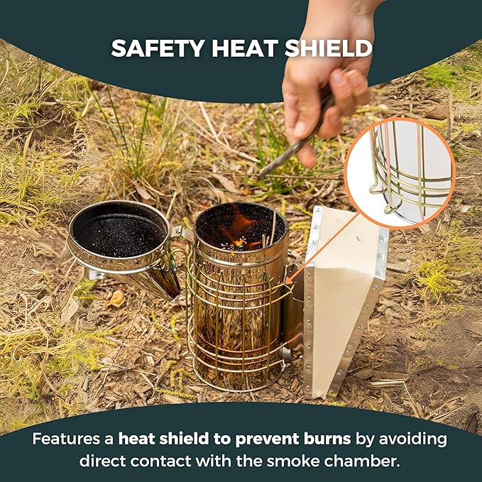 SunVara Bee Smoker Stainless Steel Heat Shield High Standard 11"