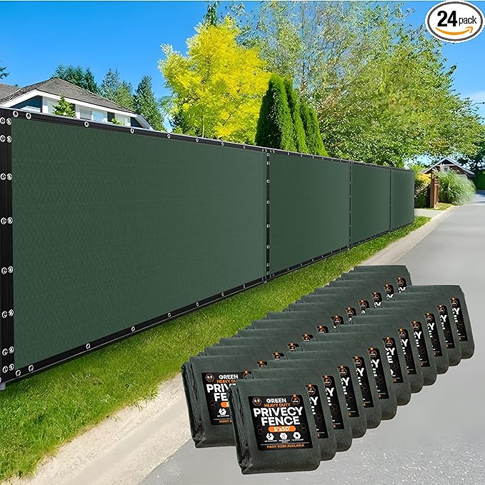 Xpose Safety Privacy Fence Screen 5’ x 50’ (24 Pack) – Heavy Duty Green Mesh with 90% Visibility Block, UV Protection – for Garden, Yard, Nursery, Kennel, Dog Run, Greenhouse