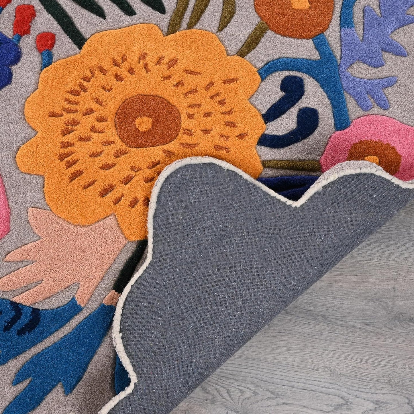 Handmade Wool Floral Area Rug for Living Room | Elegant Flower Garden Design, Soft, Thick and Durable | Bedroom, Dining Room & Home Decor Carpet (9' x 12', Floral H)