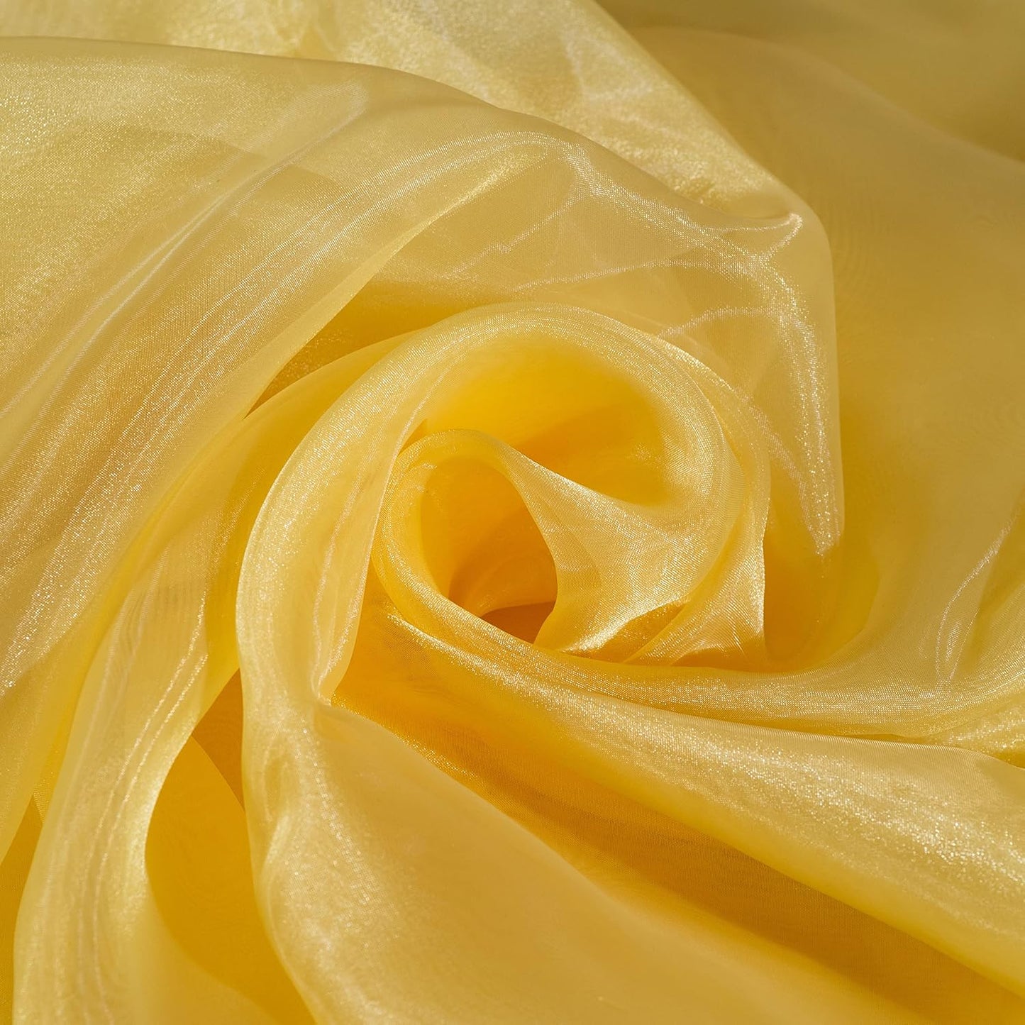 Fynite Sheer Organza Fabric - 2 Yards Long, 44" Wide - Bridal Solid Sheer Organza Bolt for Wedding Dress Fashion Craft Decorations - Gold