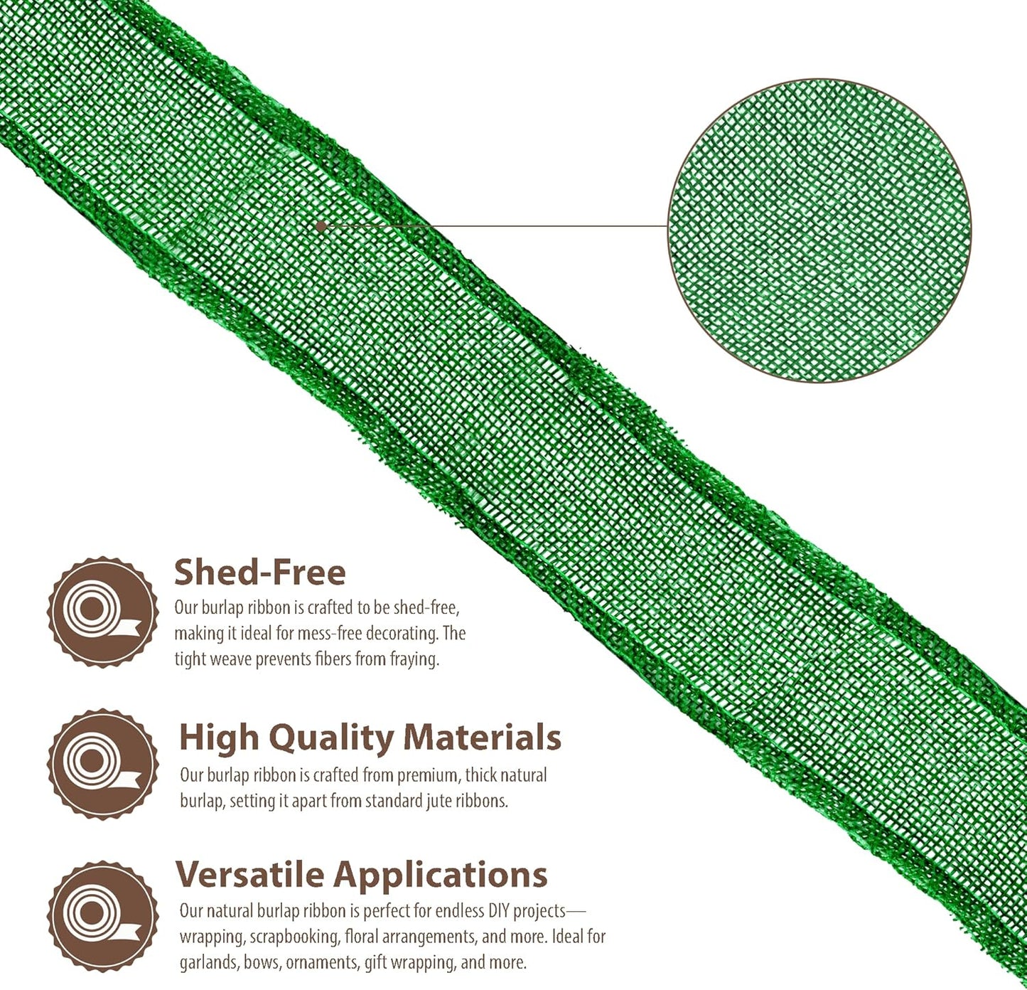 Mandala Crafts Green Burlap Wired Ribbon 2 Inches Wide Jute Ribbons for Crafts - 10 Yds Roll Rustic Burlap Wrap Trim Ribbons for Wreaths Bows Party Decoration