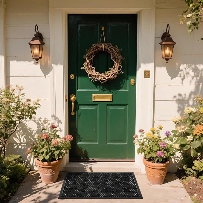 Yimobra Doormat Outdoor Entrance 29.5x17, All-Weather Waterproof Outdoor Mats for Front Door, Non Slip Welcome Door Mat for Patio Proch Outside Entryway Indoor, Black