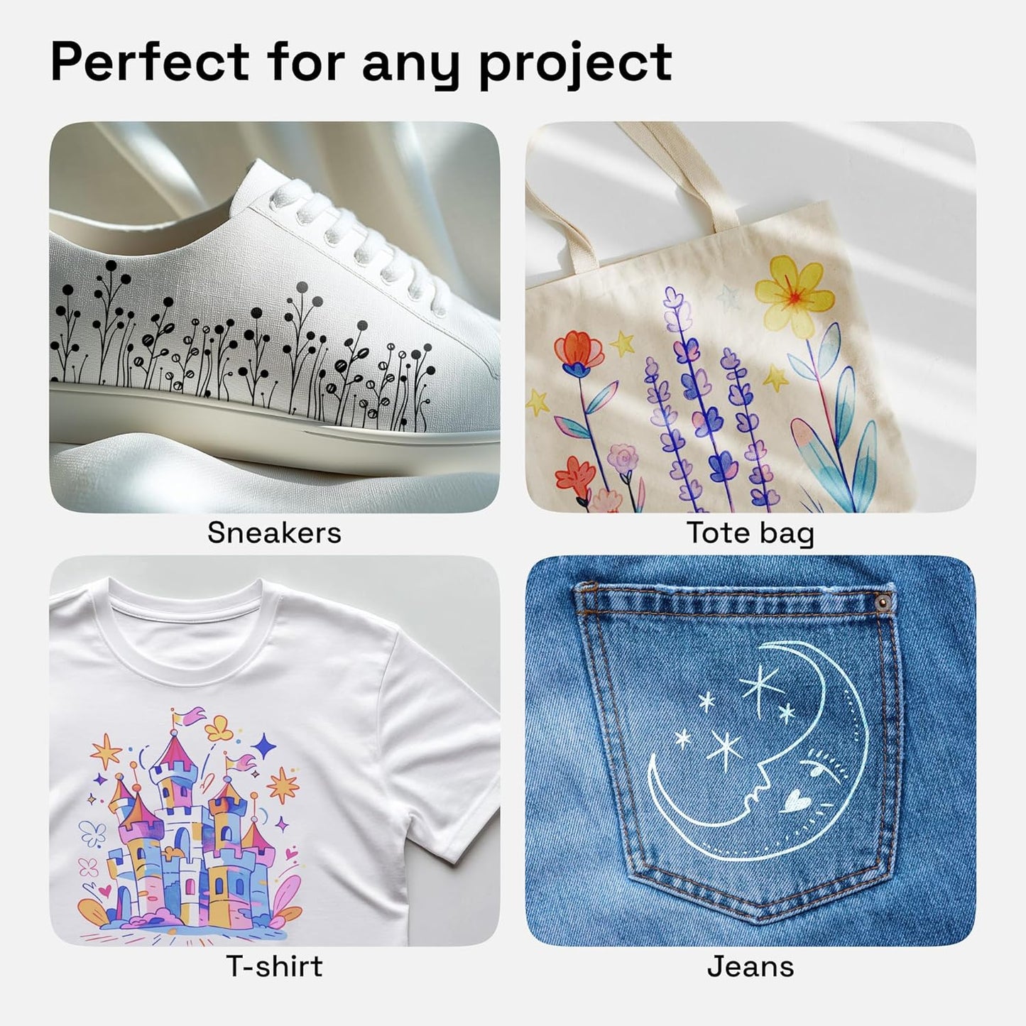 ARTISTRO 48 Dual-Tip Fabric Markers - Fabric Decorating Kit - Permanent for Clothes - No Bleed Pens for T-Shirts, Bags, Textile, Canvas, and More (Brush Tip and Fine Tip)