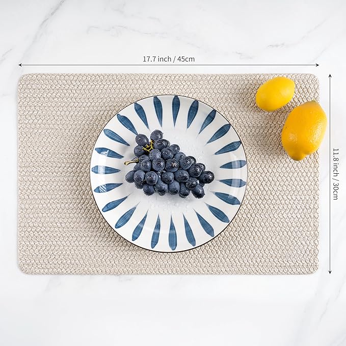 POLYTE Indoor/Outdoor Washable Woven Vinyl Table Dining Placemats, Set of 4