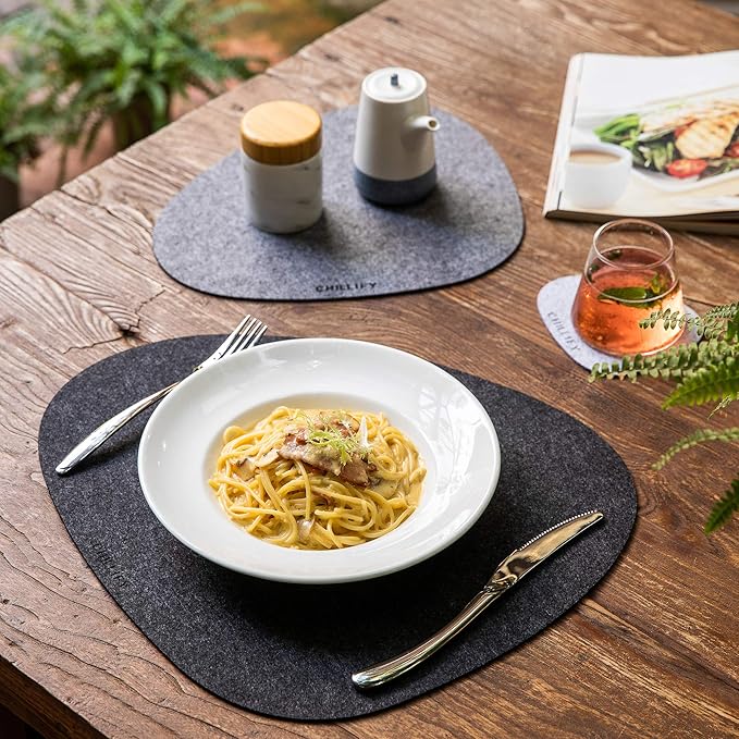 Chillify Table Coaster Set | Non-Slip, Heat-Resistant, Washable Placemats | Suitable for Garden | Gray Oval | 2x3 Inches (Set of 2)
