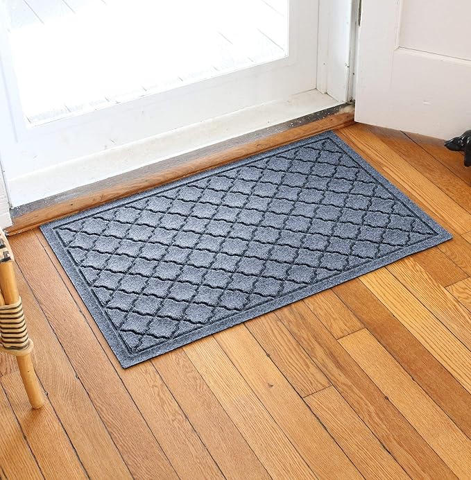 WaterHog Heavy Duty Doorway Mat, 2' x 3', Made in USA, Durable & Skid-Resistant Entryway Mat, Water-Trapping, Indoor/Outdoor Decorative Floor Covering, Cordova Collection, Bluestone