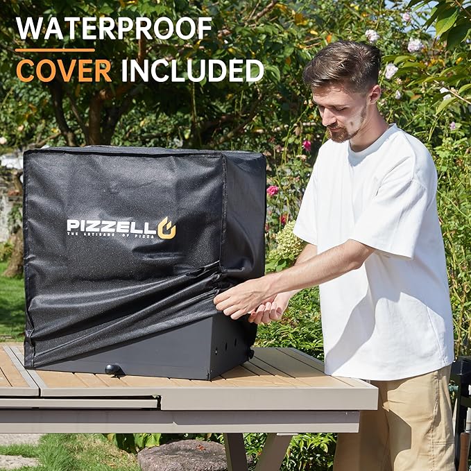 PIZZELLO 4-in-1 Outdoor Pizza Oven 16" Wood Fired Outside Oven 2-Layer Detachable Pizza Maker with Pizza Stone, Pizza Peel, Cover, Cooking Grill Grate, Pizzello Gusto