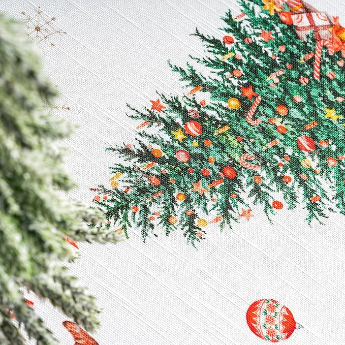 Maison d' Hermine Table Cloth Round Table 100% Cotton 69 Inches Fall Tablecloth Reusable Everyday Use for Thanksgiving Christmas Decorations Dining Farmhouse Party (Chromo)