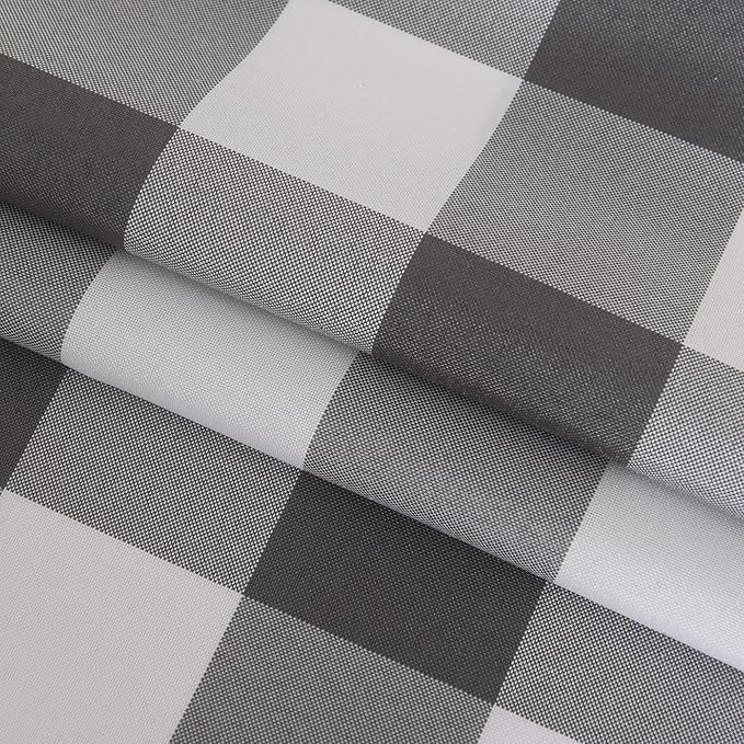 Cupuamon 2 Pack Waterproof Polyester Fabic Rectangle Checkered Tablecloth，60x120 Outdoor Table Cloth，Oil Stain Prevention Table Cloth for Pinics and Parties（Gary and White）