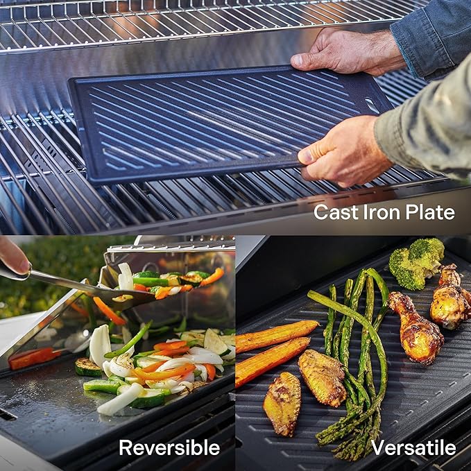 Monument Grills Larger Convertible 4-Burner Natural Gas Grill Stainless Steel Cabinet Style Propane Grills with Cooking Plate(2 items)
