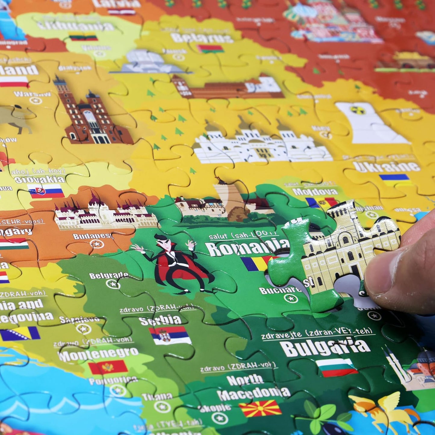 Think2Master Colorful Map of Europe 500 Pieces Jigsaw Puzzle for Kids 12+, Teens, Adults & Families. Great Gift for stimulating Interest in The European Map. Size: 26.8” X 18.9”