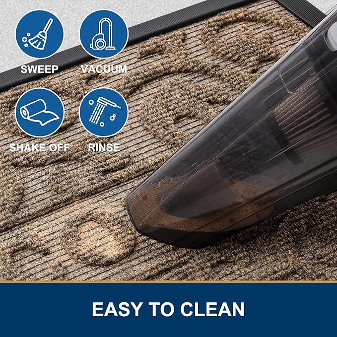 Smiry Welcome Door Mat Outside Entrance, Heavy Duty Trap Dirt and Moisture Easy Clean Low Profile Patio Porch Indoor Outdoor Front Doormat for Entry, 36x24 Inch, Brown