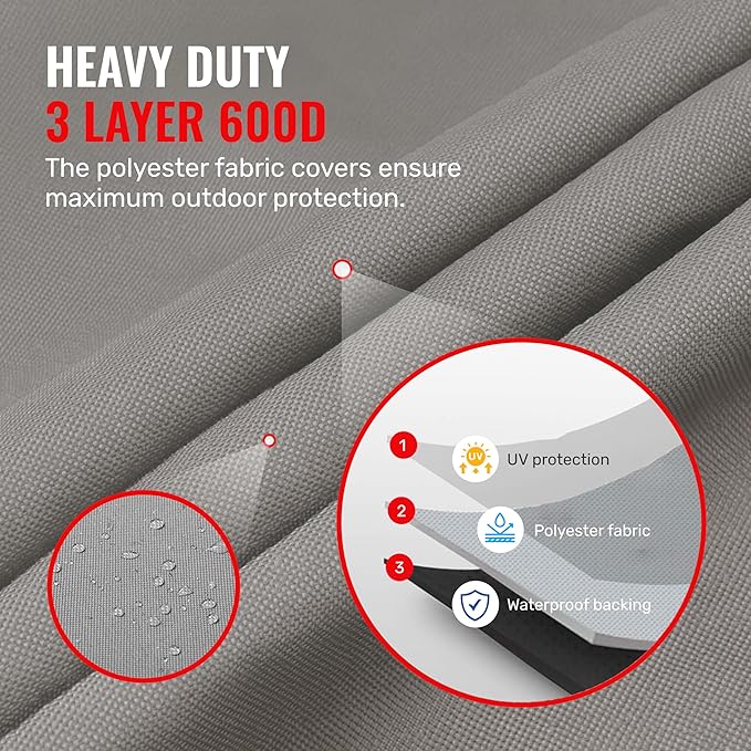 Grillman Grill Cover, BBQ Outdoor Grill Covers, Charcoal, Gas Grills, Waterproof, Rip-Proof, Weather-Resistant, Anti-UV, Barbecue Cover for Weber, Genesis, Charbroil, Nexgrill, etc (Gray, 72 Inch)