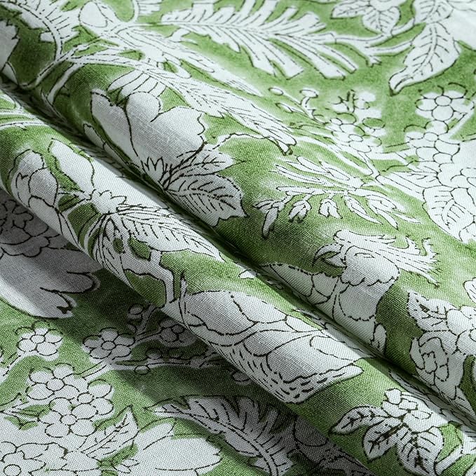 CPC Cotton Table Runner 16x90 Inch Block Printed Long Fall Table Runner for Dining Table, Card Table, Coffee Table, Wedding, Farmhouse & Outdoor Barbeque-Olive Green