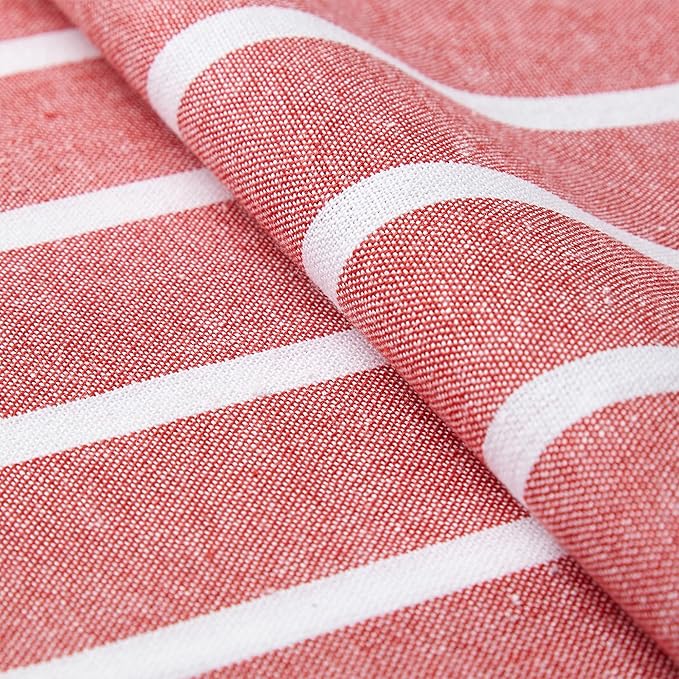 Encasa XO Cotton Dining Table Runner | Roma Red Stripes | Size 13x72 in - Machine Washable & Durable