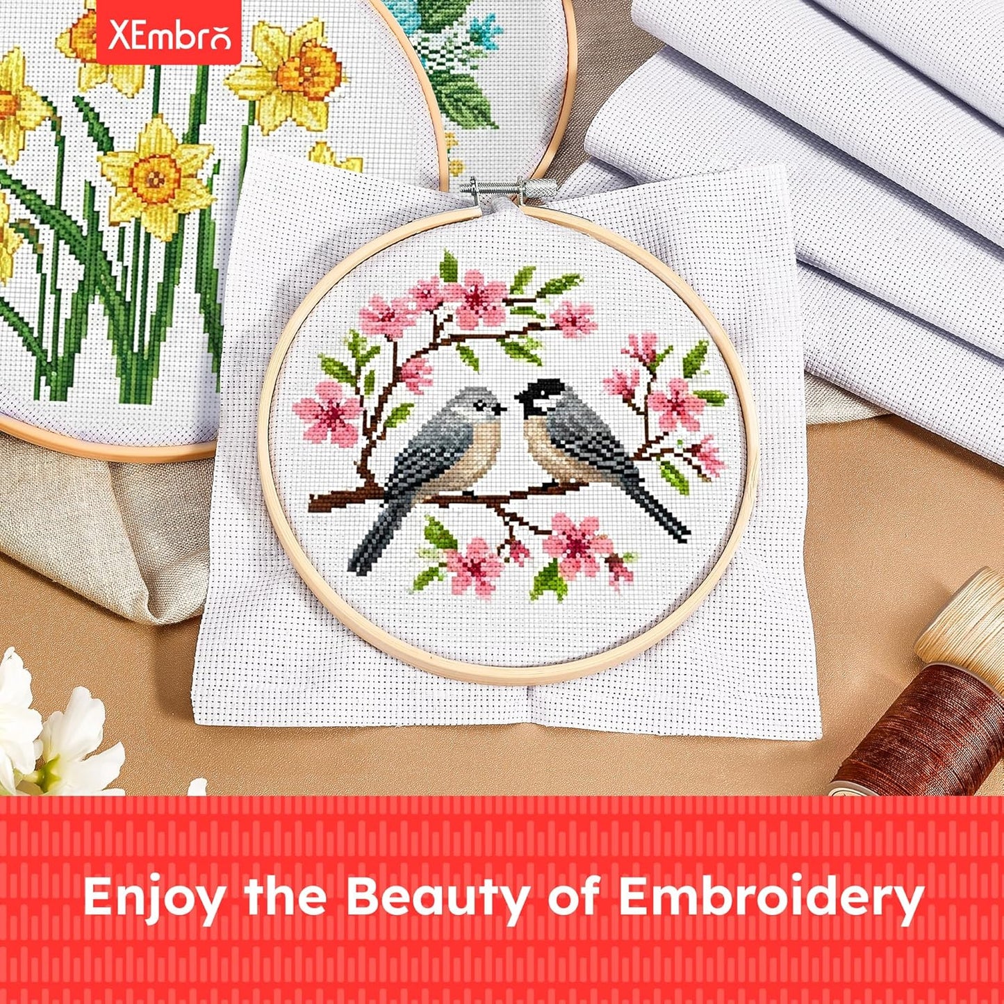 12 PCS Aida Cloth 14 Count White Cross Stitch Fabric for DIY Craft Embroidery, Handmade Needlework, Home Decoration (7.8 x 7.8 Inch)