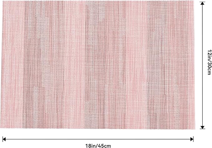 Leetaltree Misty Rose Placemats Set of 4 - Heat Resistant Non-Slip Place mats for Dining Table, Washable Durable PVC Vinyl Woven Table Mats（Misty Rose, 4）