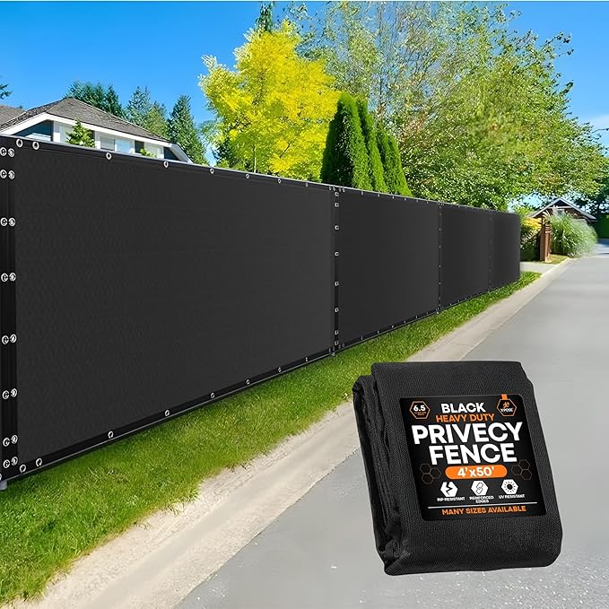 Xpose Safety Privacy Fence Screen 4’ x 50’ – Heavy Duty Black Mesh with 90% Visibility Block, UV Protection – Includes Cable Ties – for Garden, Yard, Nursery, Kennel, Dog Run, Greenhouse