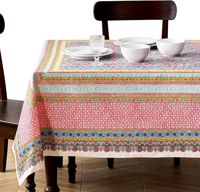 Maison d' Hermine Premium Table Cloth Rectangle Table 100% Combed Cotton 108 x 70 Inches Tablecloth Reusable Decorative for Dining Room, Farmhouse, Home, Party, Festive & Wedding - Lauris