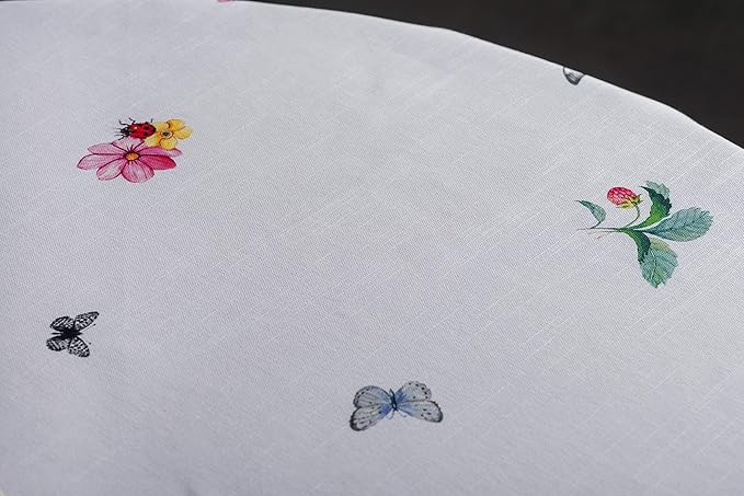 Maison d' Hermine Table Cloth Round Table 100% Cotton 69 Inches Tablecloth Reusable Decorative Everyday Use for Dining Room, Farmhouse, Home, Party, Festive & Wedding Spring Summer - Printemps