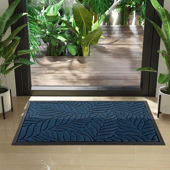 Yimobra 36x24 Large Door Mat Outdoor Indoor, All-Season Waterproof Door Mat Outside Entrance, All-Weather Non-Slip Outside Doormat for Garage Patio Entryway, Blue