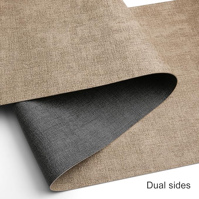 Table Runners 72 Inches Long, Dual-Sided Faux Leather Farmhouse Table Runner Waterproof Heatproof Non-Slip for Living Room Party Home Decor Holiday Decorations(Gray Beige, 15 x 72 Inch)