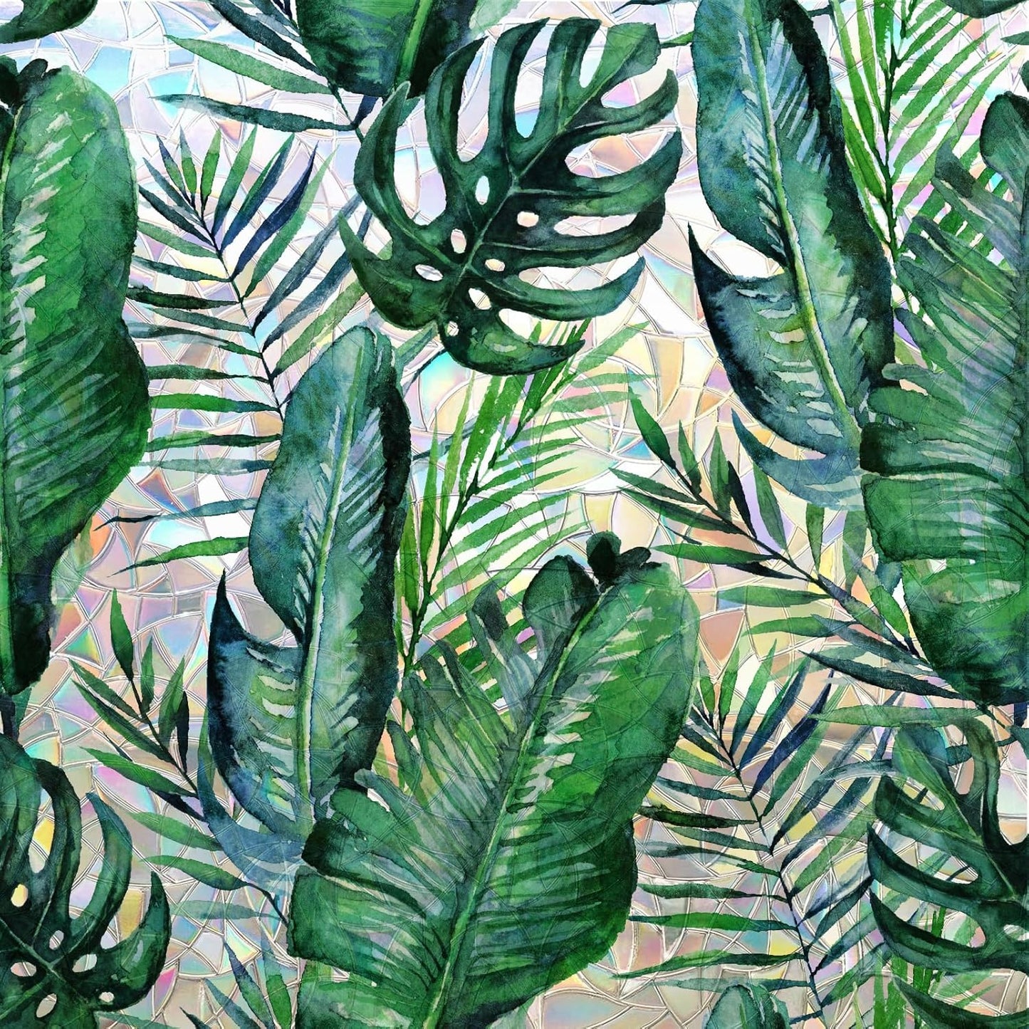 DKTIE Nature Pattern Rainbow Window Film Decorative Stained Glass Window Film Static Cling Films Easy Apply Removable Comes with Tools (U560-rainbow, 17.7" x 118.1")