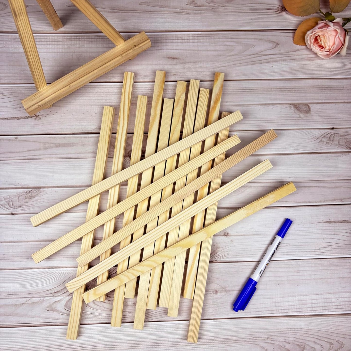 1/2" x 12" Square Wood Dowels Wooden Dowel Rods for Crafting, 15 PCS Square Wood Sticks for Crafts, Unfinished Pine Hardwood Sticks for Woodworking Models Making Dollhouses Miniatures
