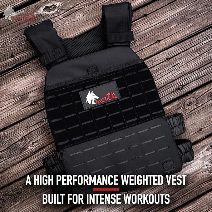 Wolf Tactical Adjustable Weighted Vest for Men & Women - Rucking, Workout, Running, Walking & CrossFit Weight Vest for Strength Training & Fitness