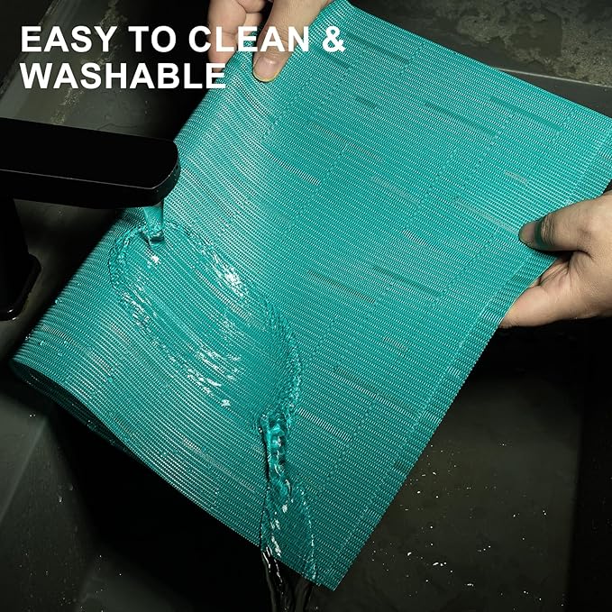 Woven Vinyl Placemats Set of 8 Wipe Clean PVC Heat Resistant Place Mats Durable Waterproof Stain Resistant Indoor Outdoor Table Mats(Turquoise)
