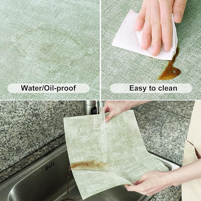 Homaxy Faux Leather Heat Resistant Placemats for Dining Table Set of 4, Waterproof Wipeable Washable PU Table Mats, Easy to Clean Anti-Slip Place Mats, 11.8" x 17", Grass Green