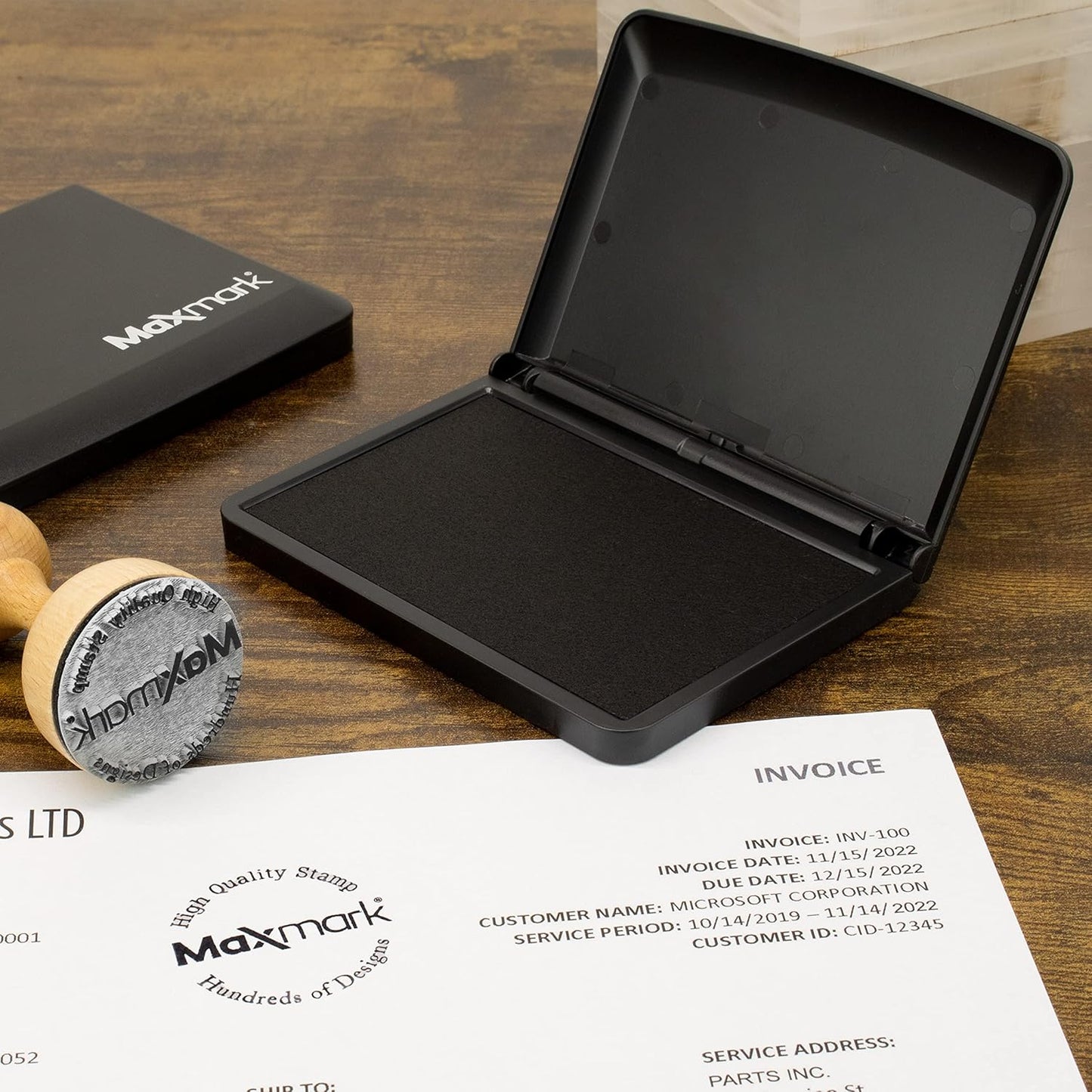 MaxMark Large Premium Olive Green Ink Stamp Pad - 2-3/4" by 4-1/4" - Premium Quality Felt Pad