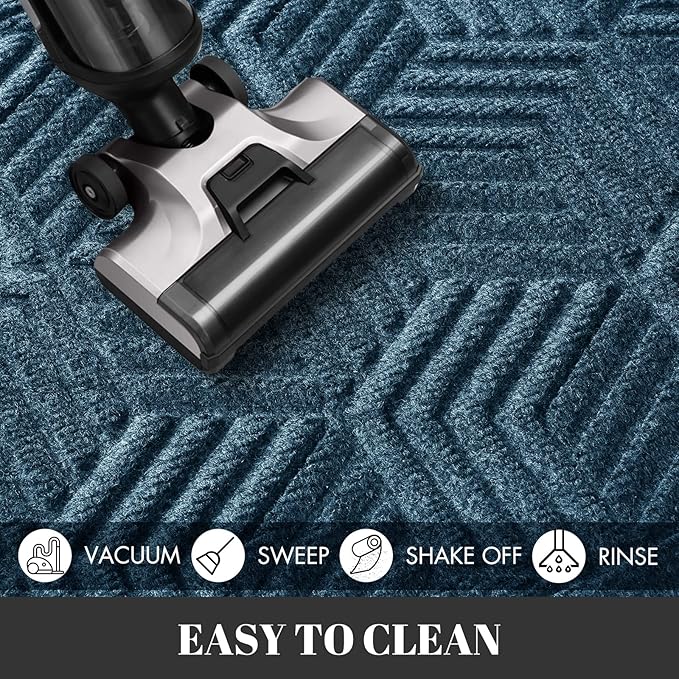 Yimobra Extra Large Door Mat 36x24, All-Season Waterproof Outdoor Mats for Front Door Entrance with Drainage Holes, Heavy Duty Non-Slip Doormat for Garage Patio Entryway Indoor, Blue