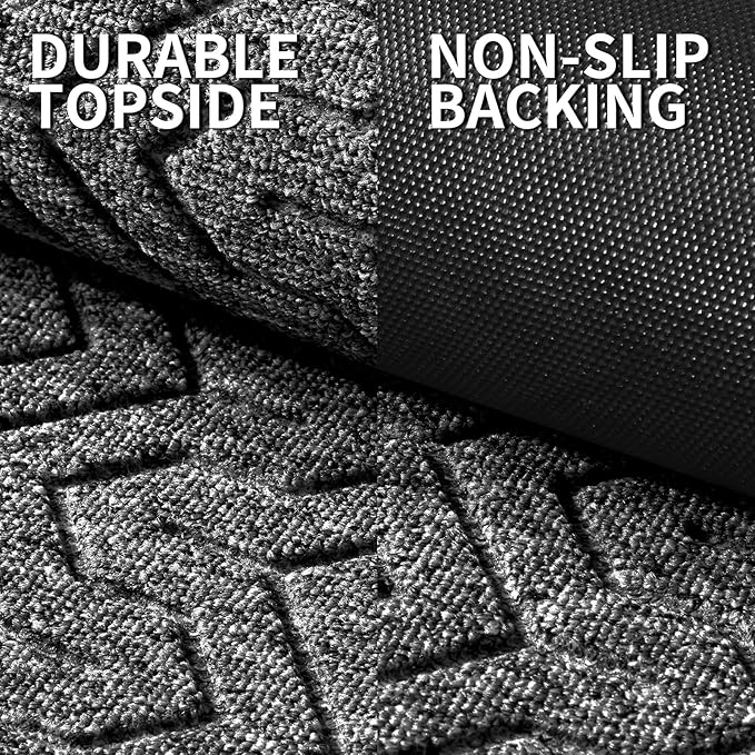 Yimobra Large Door Mat Outside Entrance 36x24, Waterproof Heavy Duty Outdoor Mats for Front Door, Non Slip Rubber Entry Mat for Garage Patio Indoor, Easy Clean, Mix Grey