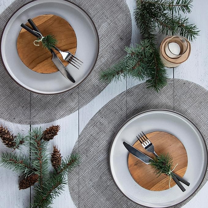 modern-twist Placemat 100% Food-Grade Silicone, Oval, Waterproof and Reusable, Linen – Chocolate