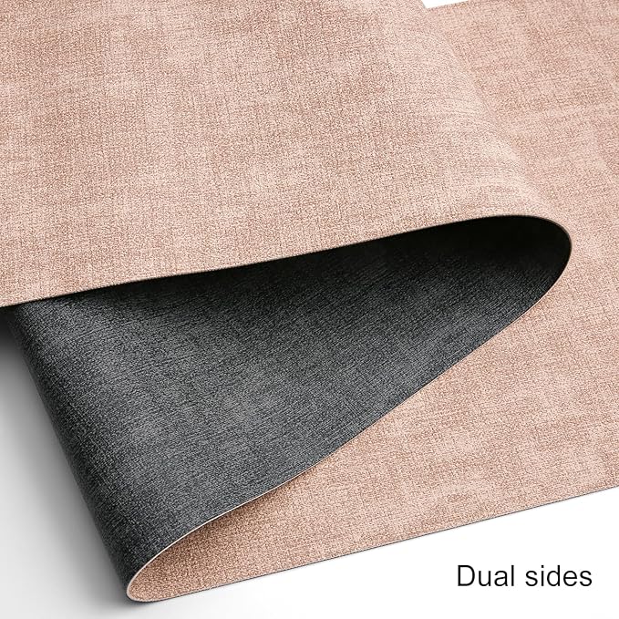 Table Runners 94 Inches Long, Dual-Sided Faux Leather Farmhouse Table Runner Waterproof Heatproof Non-Slip for Living Room Party Home Decor Holiday Decorations(Gray Pink, 15 x94 Inch)